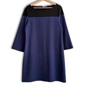 GAP | Long Sleeve Colorblock Shift Dress Knee Length Pull Over Black & Blue Sz M